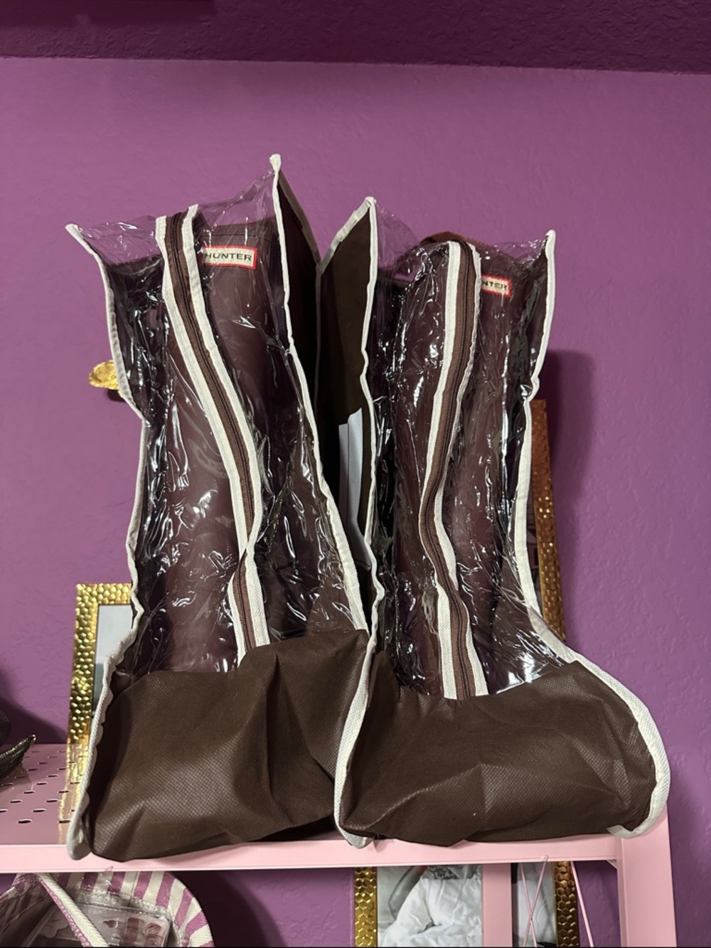 Hunter Tall Rust Brown Waterproof Rain Boots - Picture 5 of 6